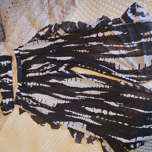 Black and White Patterned Sheer Pants With Matching Tube Top